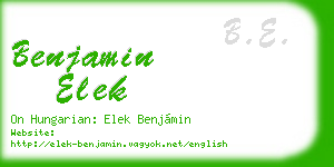 benjamin elek business card